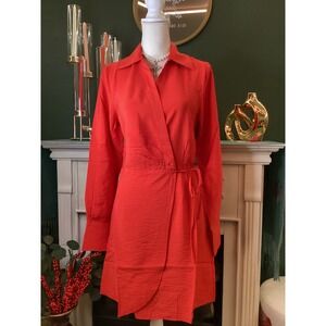 Desigual Vibrant Red Long Sleeve Wrap Dress